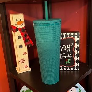 New Starbucks Mexico Teal Grid Tumbler